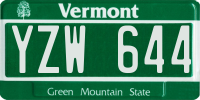 VT license plate YZW644