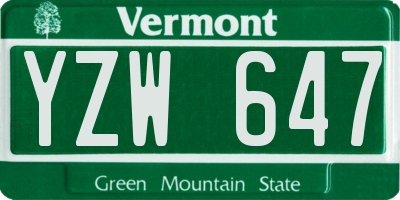 VT license plate YZW647