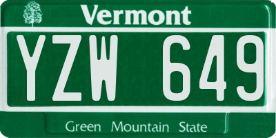 VT license plate YZW649