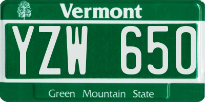 VT license plate YZW650