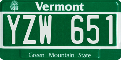 VT license plate YZW651