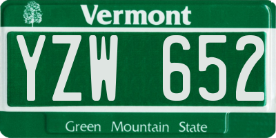 VT license plate YZW652