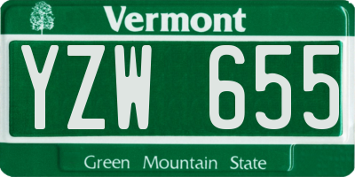 VT license plate YZW655