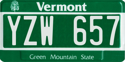 VT license plate YZW657
