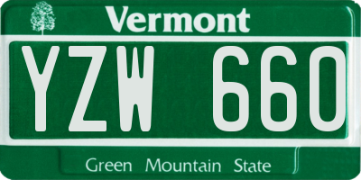 VT license plate YZW660