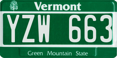VT license plate YZW663