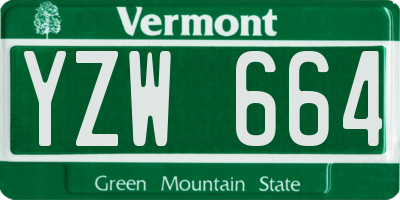 VT license plate YZW664