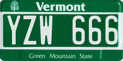 VT license plate YZW666