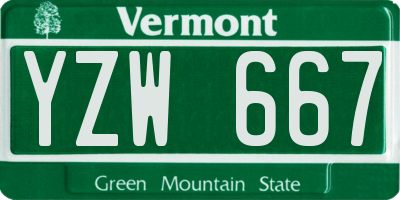 VT license plate YZW667