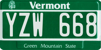 VT license plate YZW668