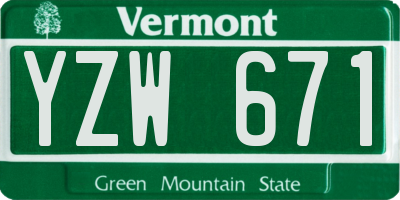 VT license plate YZW671