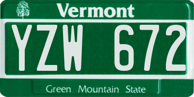VT license plate YZW672
