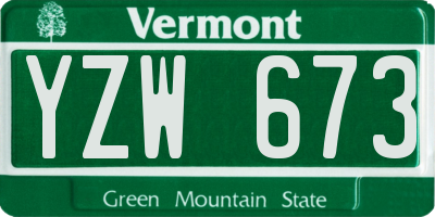 VT license plate YZW673