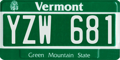VT license plate YZW681