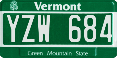 VT license plate YZW684