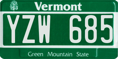 VT license plate YZW685