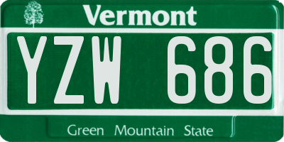 VT license plate YZW686