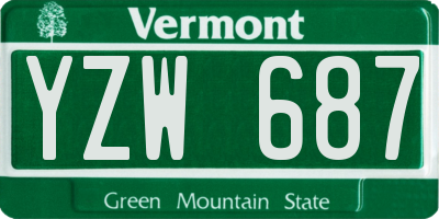 VT license plate YZW687