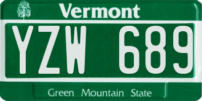 VT license plate YZW689