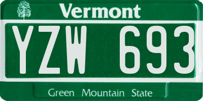 VT license plate YZW693