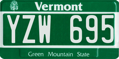 VT license plate YZW695