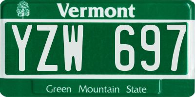 VT license plate YZW697