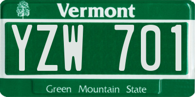 VT license plate YZW701