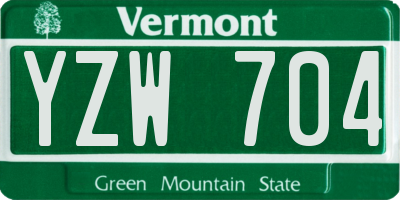 VT license plate YZW704