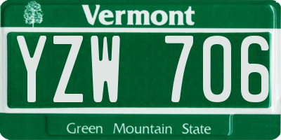 VT license plate YZW706