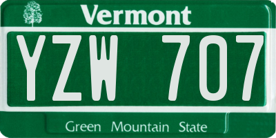 VT license plate YZW707