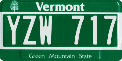 VT license plate YZW717