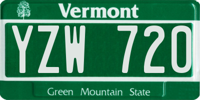 VT license plate YZW720