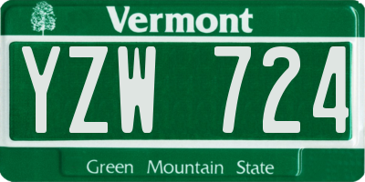 VT license plate YZW724