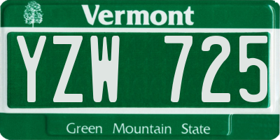VT license plate YZW725