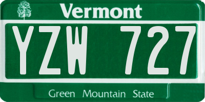 VT license plate YZW727