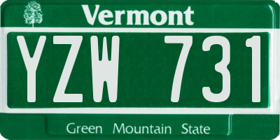 VT license plate YZW731