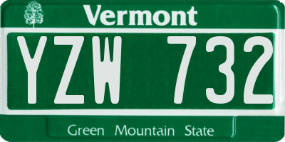 VT license plate YZW732