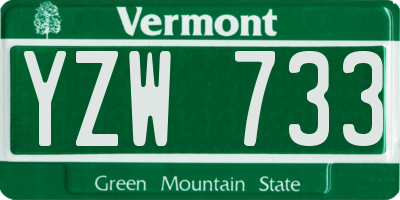 VT license plate YZW733