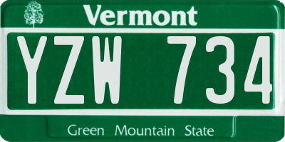VT license plate YZW734