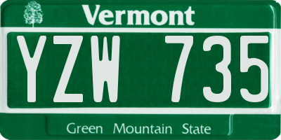 VT license plate YZW735