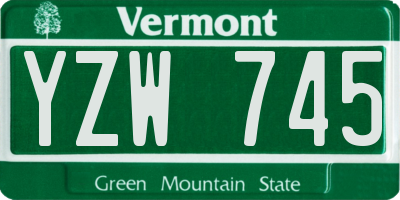 VT license plate YZW745