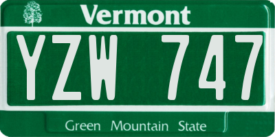 VT license plate YZW747