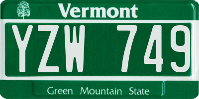 VT license plate YZW749