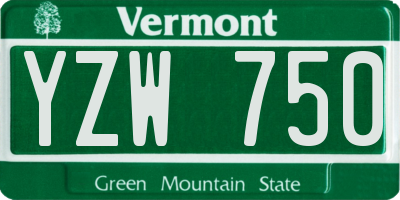 VT license plate YZW750