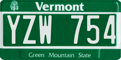 VT license plate YZW754