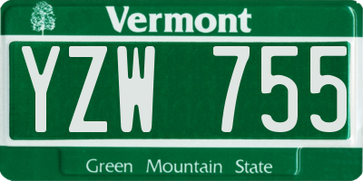 VT license plate YZW755