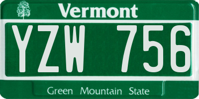 VT license plate YZW756