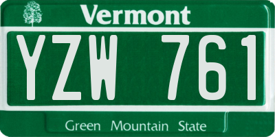 VT license plate YZW761