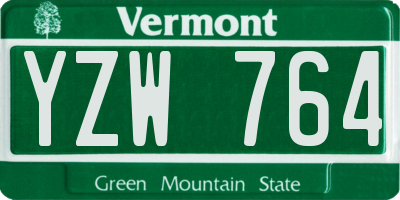 VT license plate YZW764