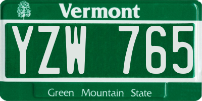 VT license plate YZW765